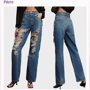 Anthropologie Pilcro The Joey High Rise Straight Leg Distressed Jeans-EUC-26